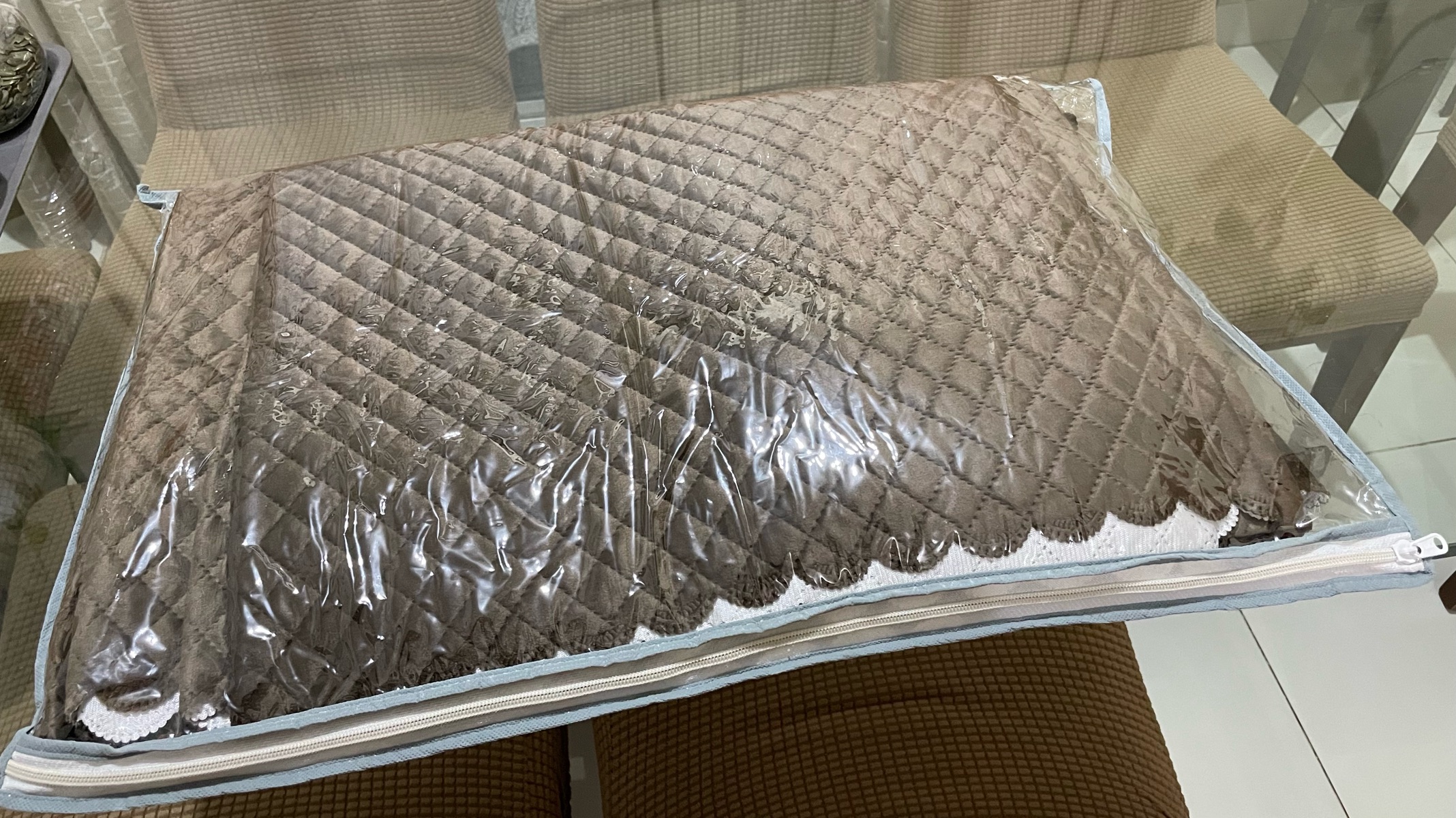 Velvet plain Sofa cover (Brown) - Image 2
