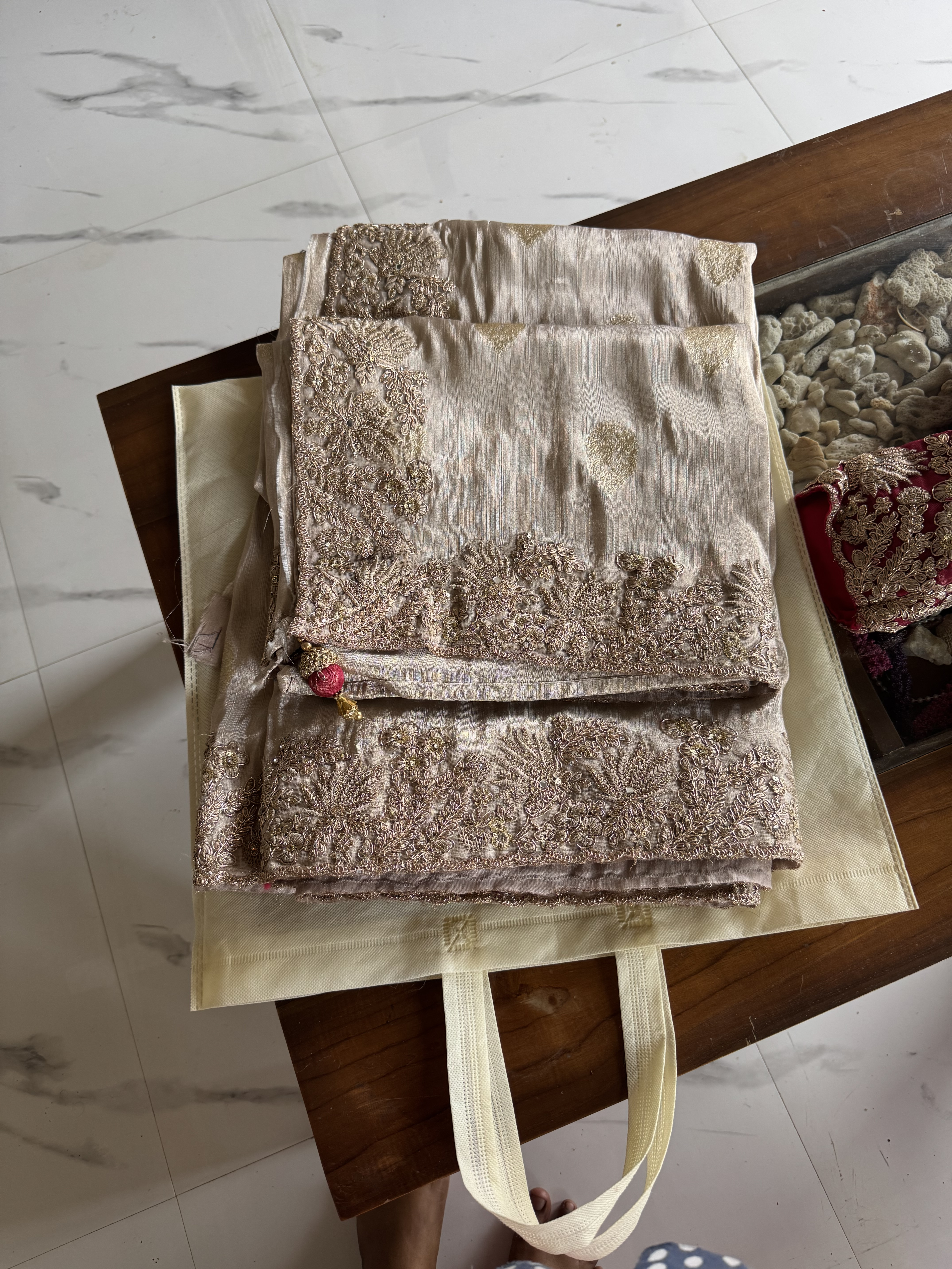 Designer wear Saree with blouse - Image 1