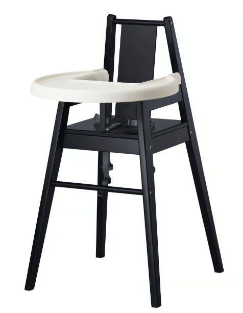Highchair with tray, black - Image 1