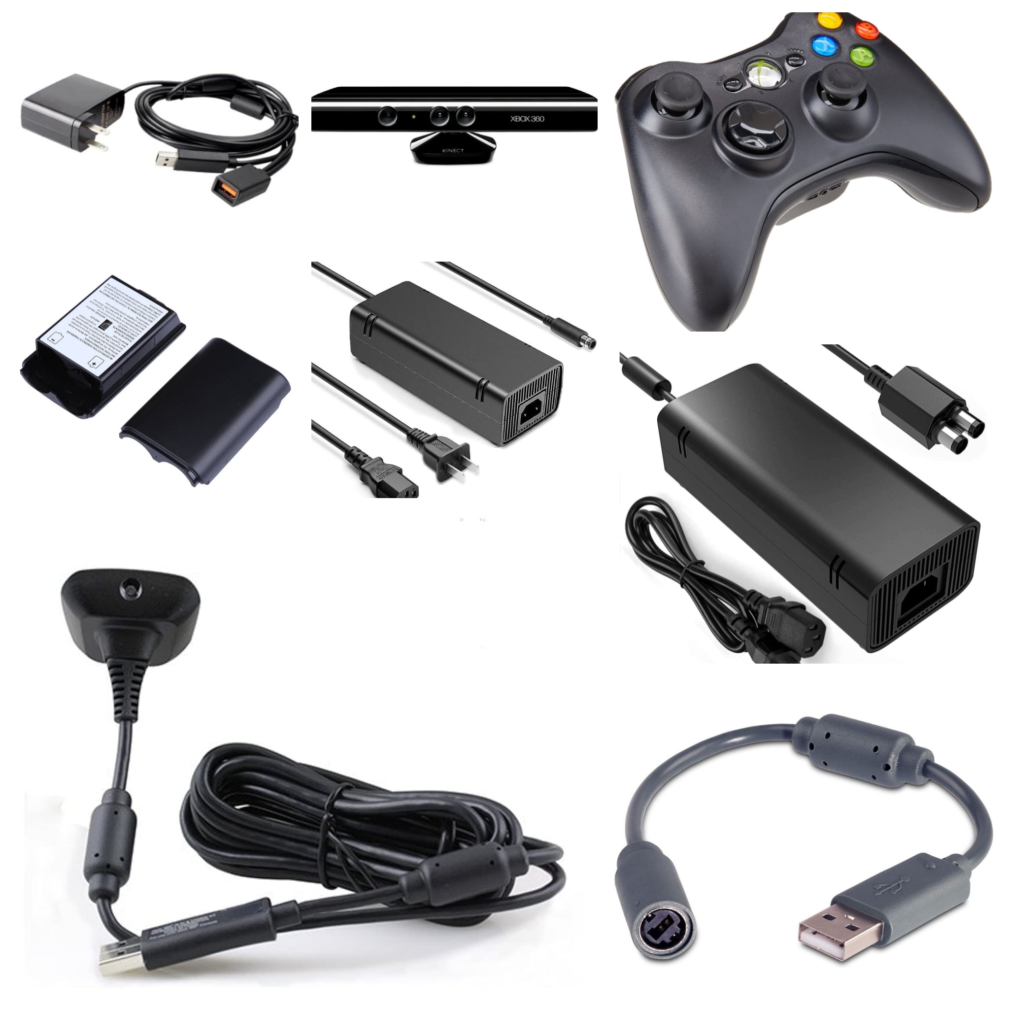 xbox 360 adapter,conroller , camera & cables - Image 1