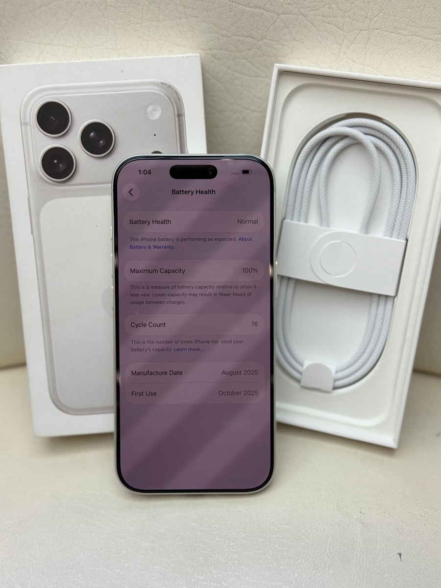 iPhone 17 pro 256Gb sliver  Battery 100- Full box set Warranty October 2026 - Image 3