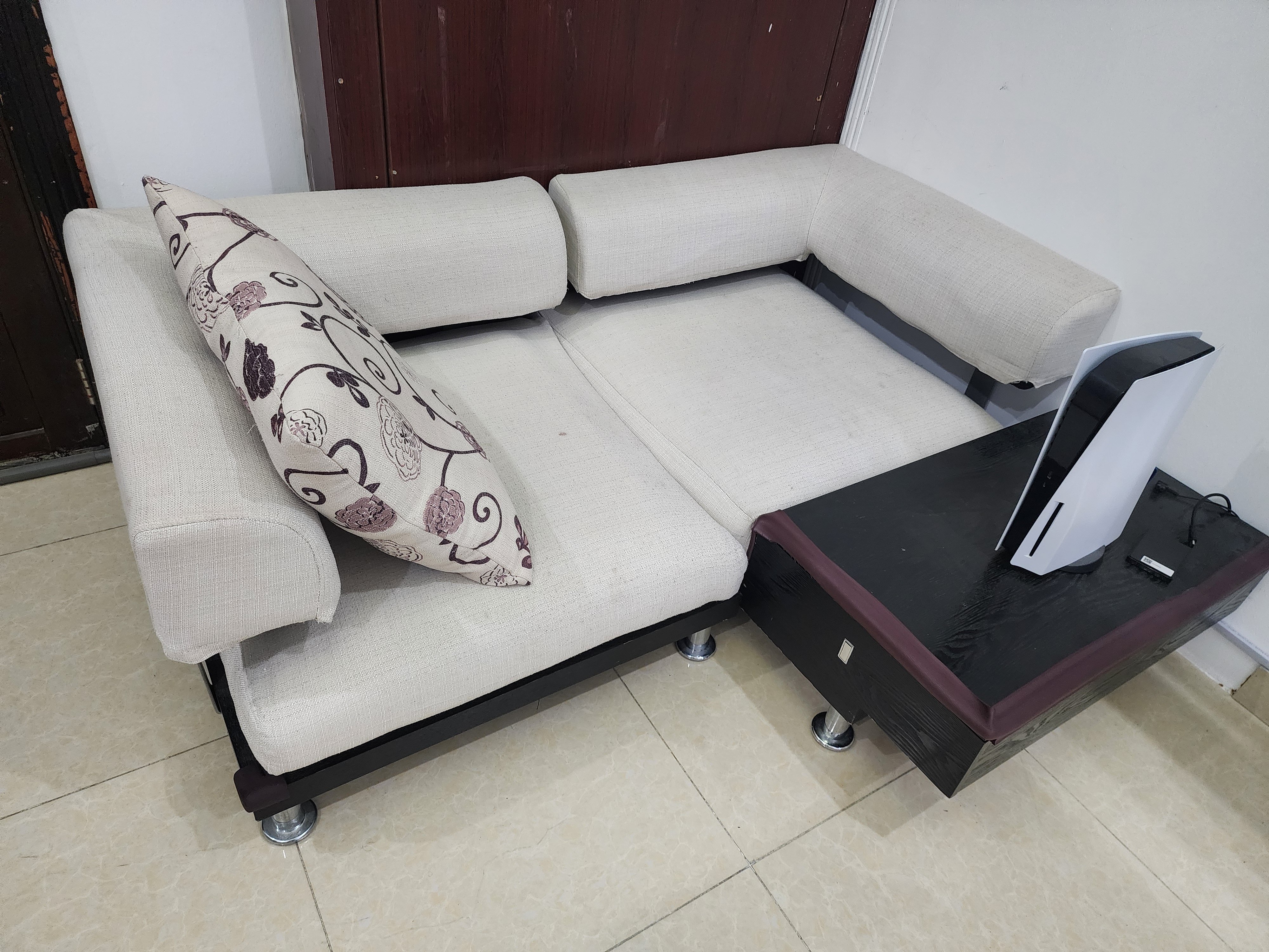 Elegant Wooden Sofa/Majlis Sofa • 2-Seater • With Pillows & Storage Drawer - Image 1