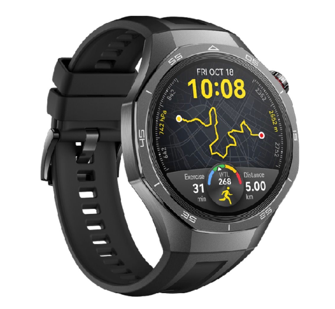 HUAWEI Watch GT 5 Pro 46mm With 1.43 Inch AMOLED Display / 14 Day Battery Life / 5 ATM Water-Resistant / Black Fluoroelastomer Strap - Black - Image 1
