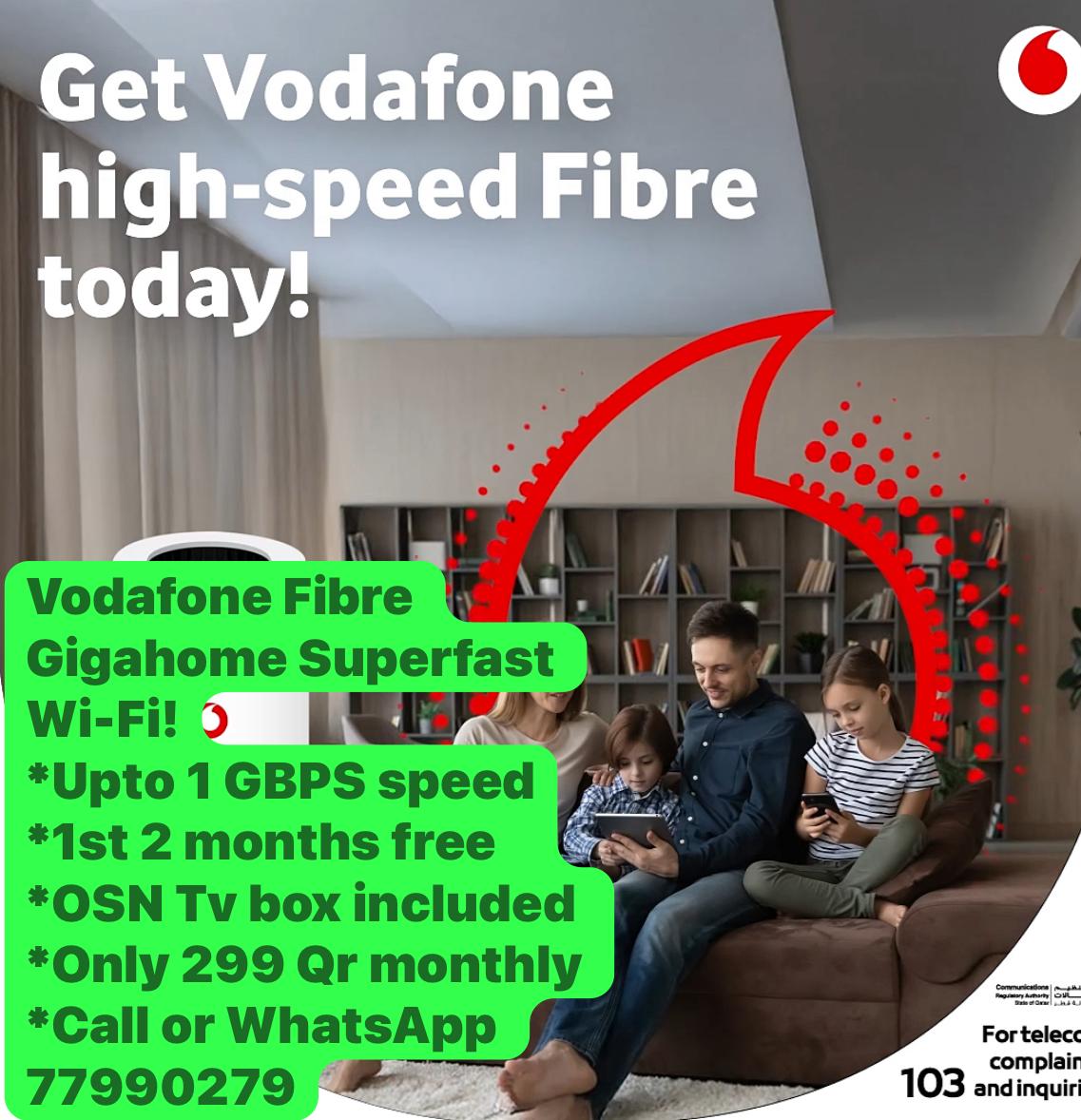 Vodafone Fibre Gigahome Superfast Wi-Fi! Upto 1 GBPs speed and 2 months free - Image 1