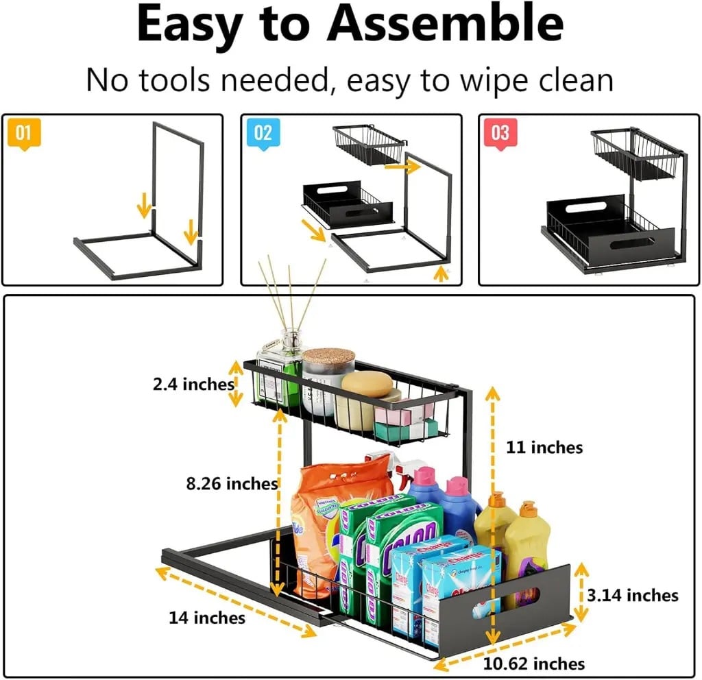 Under Sink Organizers and Storage Multi Tier Slide Out Kitchen - Image 2