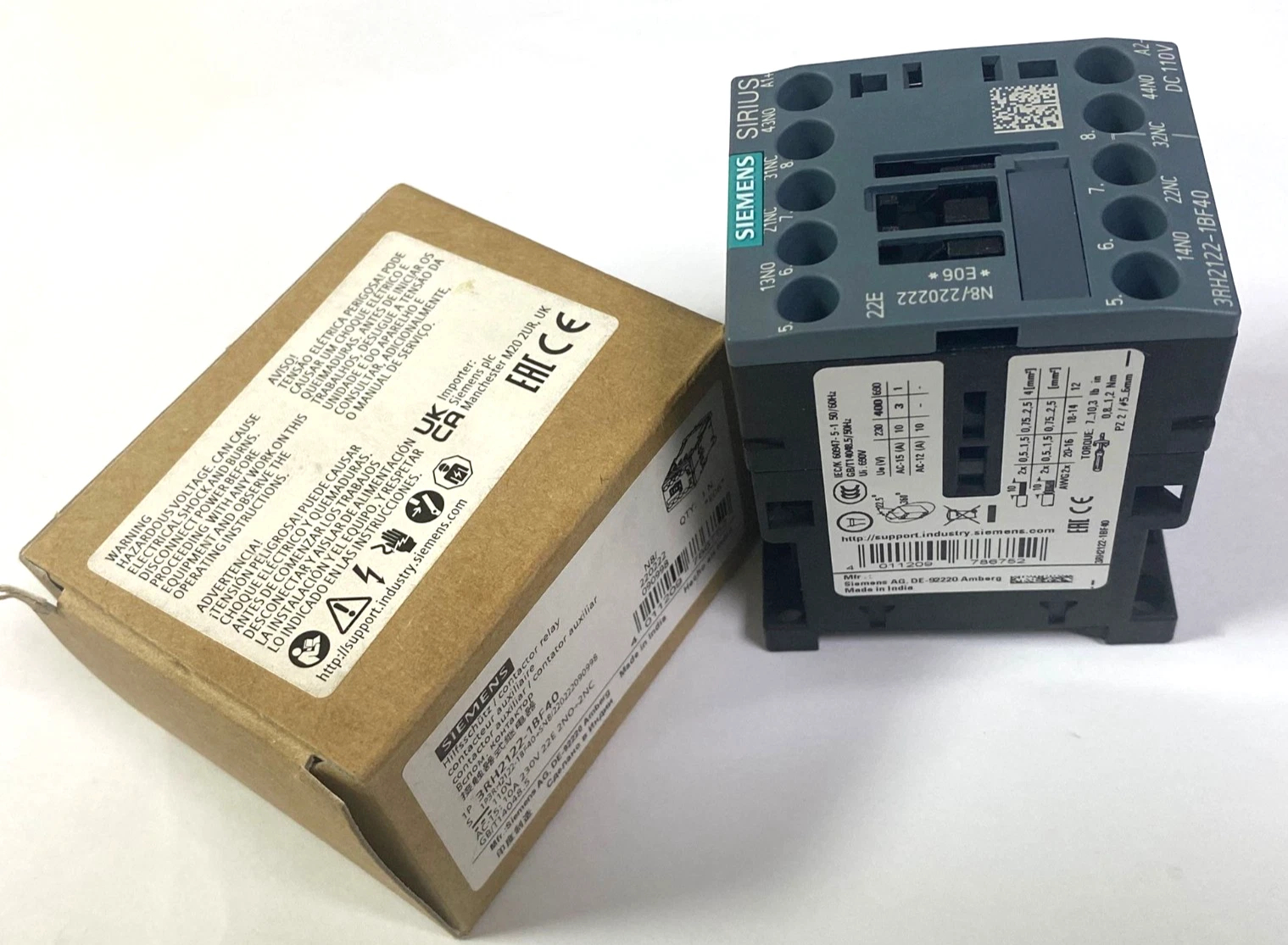 NEW Siemens 3RH2122-1BF40 Control Relay 2NO 2NC 110V DC - Image 6