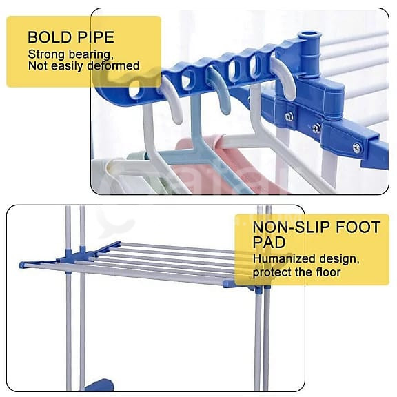3 Layer Foldable Cloth Drying Rack with Wheels  - Image 6