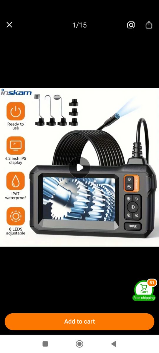 Industrial Endoscope, 8mm Digital Borescope Inspection Camera - Image 9