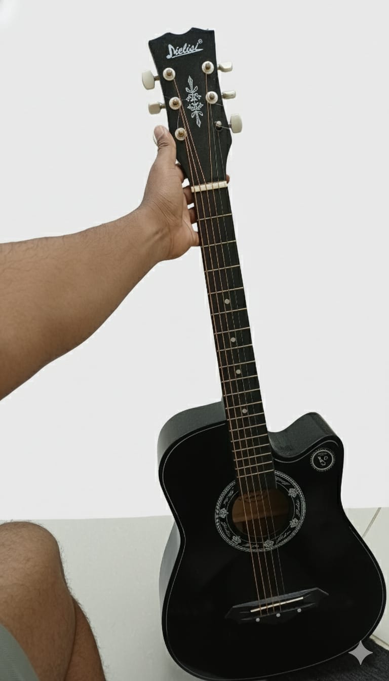 Acoustic Guitar for Sale – Black Cutaway Design - Image 2