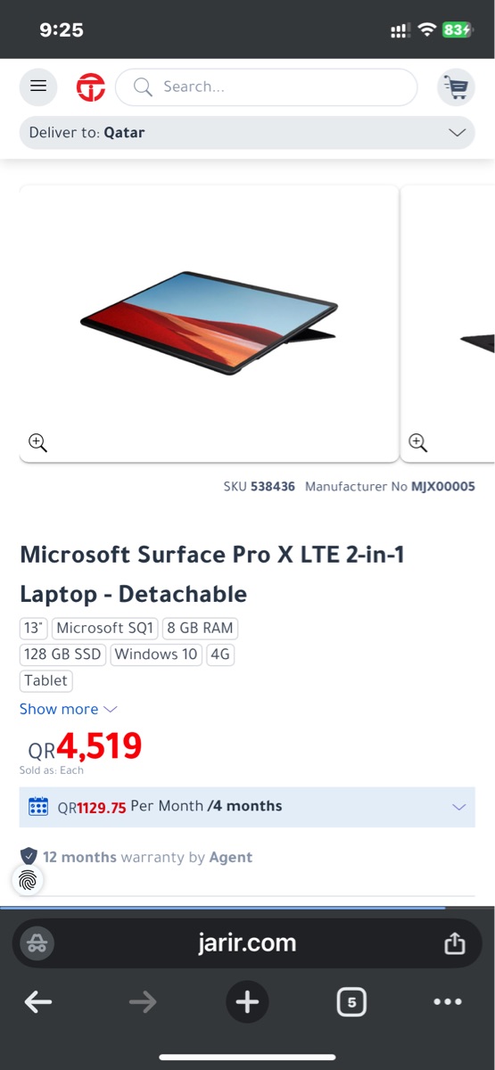 Surface Pro X SQ 1 Processor. With slim Pen. It support E-Sim - Image 4