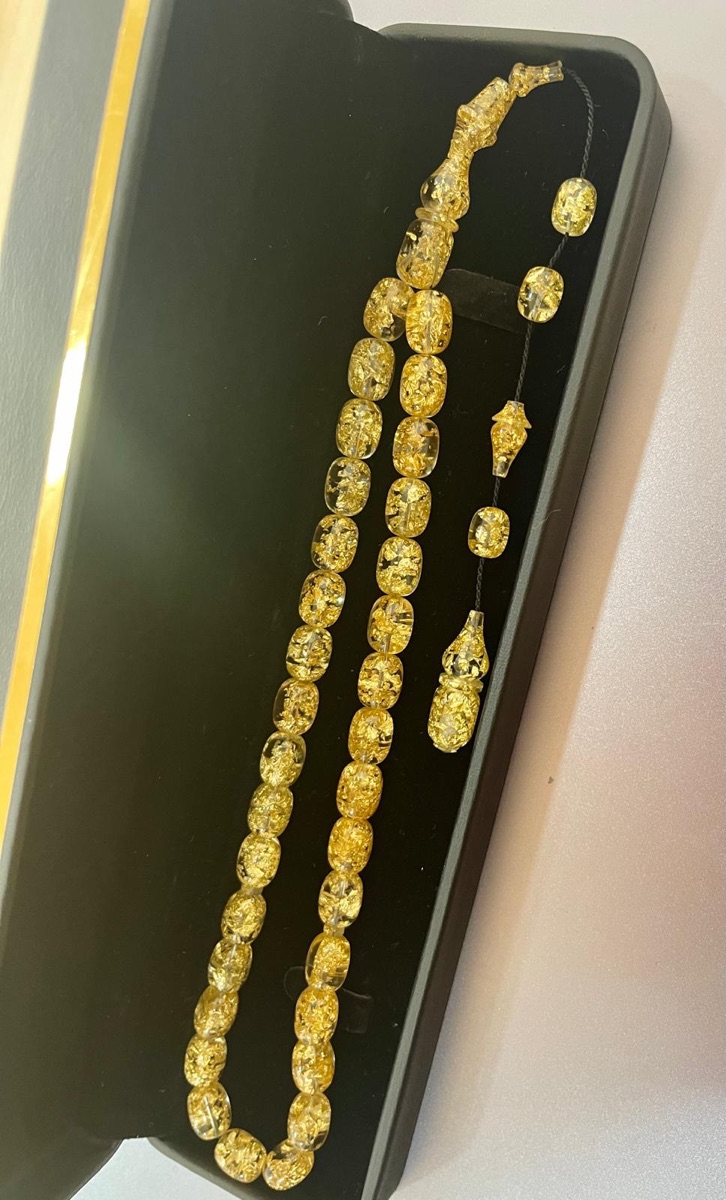 Gold and Amber Rosary مصباح فاتوران و ذهب - Image 5