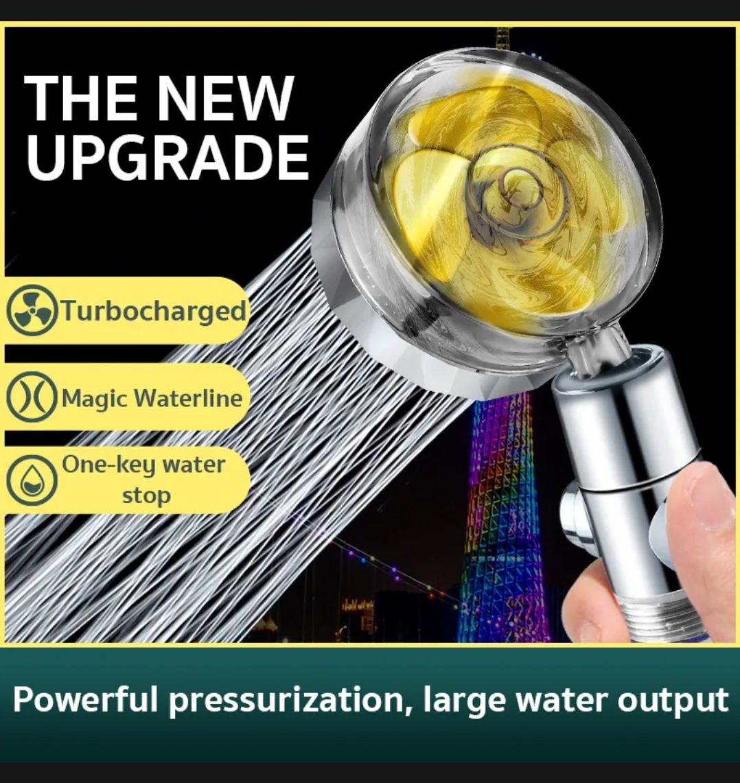 Propeller Shower Head High Pressure 360 Rotation High Pressure Water Saving Spray Shower Head Rainfall Turbo Fan Shower Head Bathroom - Image 5