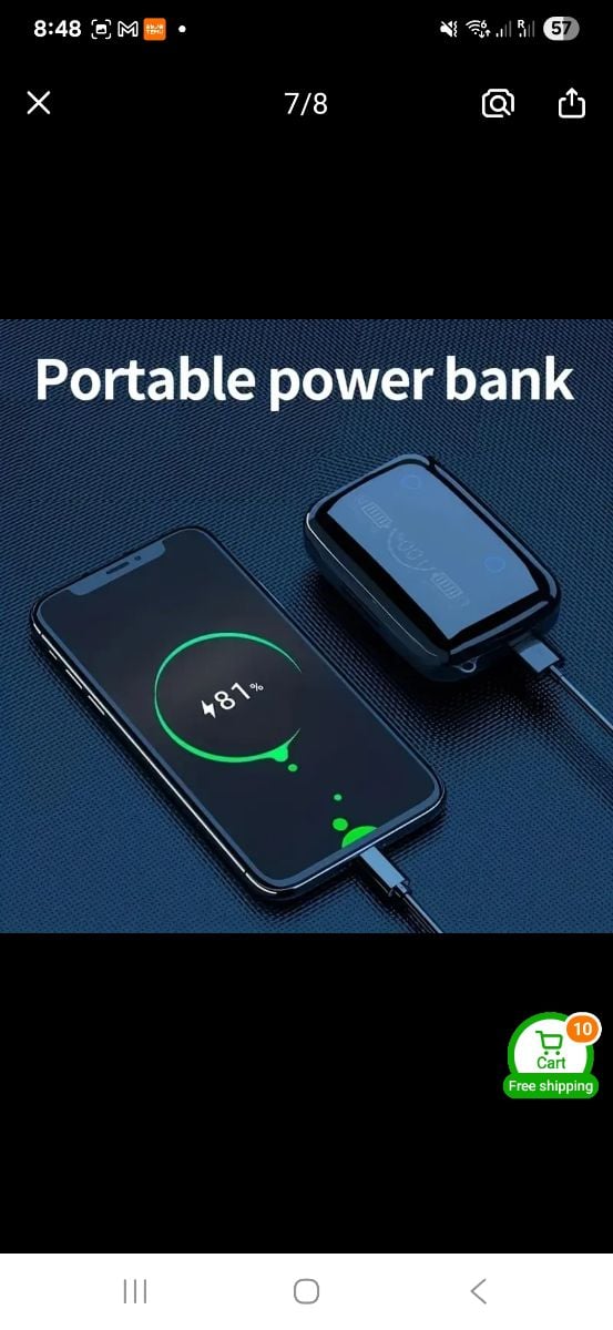 Wireless airbuds w/ flaslight & power bank - Image 2
