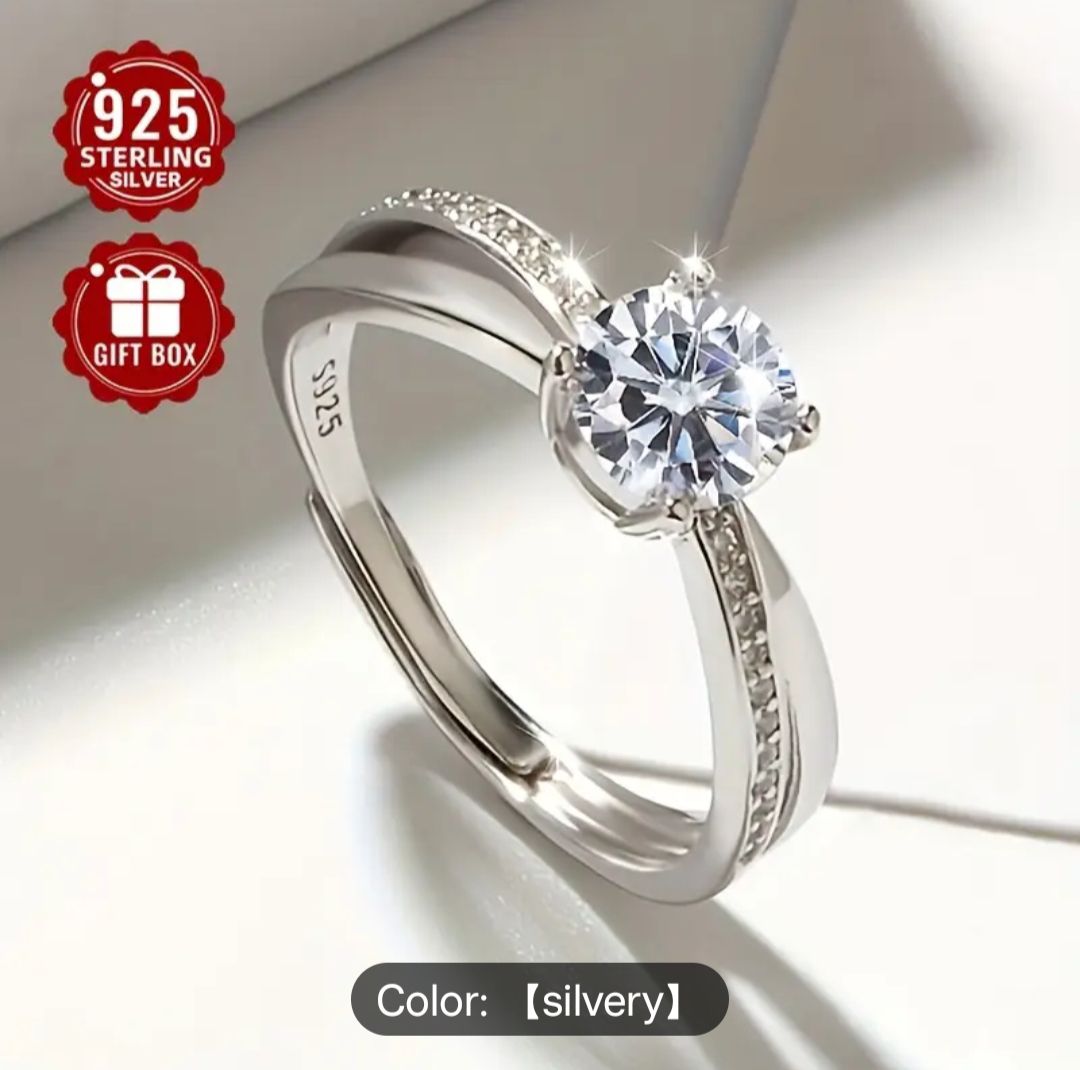 Beautiful Adjustable Ring Made Of 925 Sterling Silver With Synthetic Zirconia - Image 5