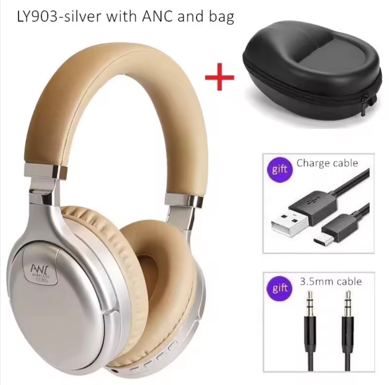 New not used Headphones noise canceling with cover - Image 3