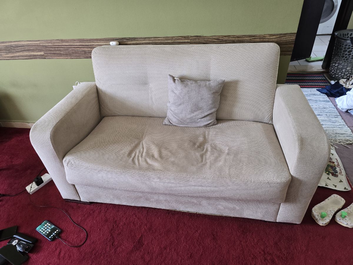 2 seater sofa, cloth stand, 5majlis pillows,laundry storage iron stand and iron - Image 5