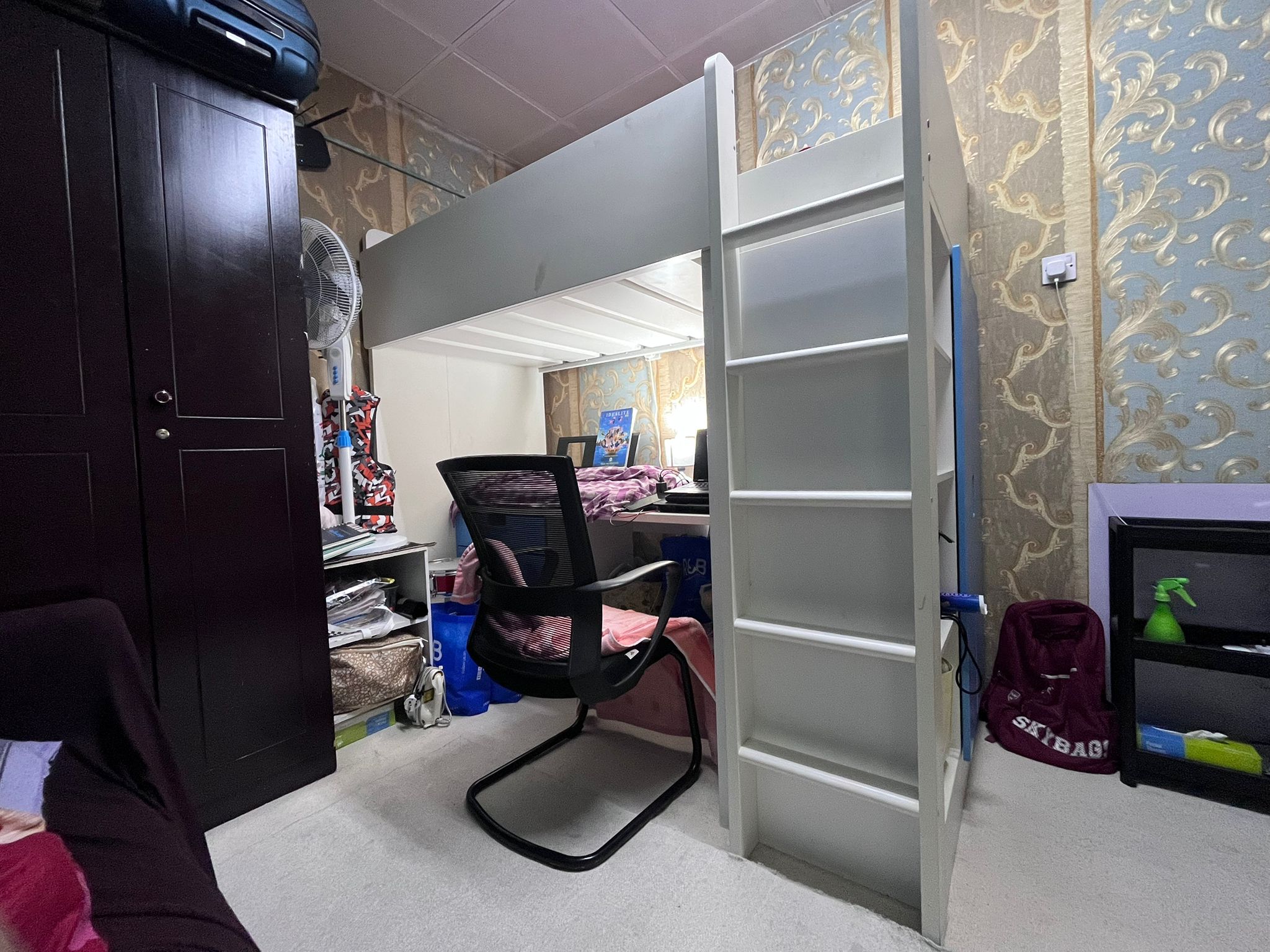 Urgent sale IKEA Loft bed, white blue/with desk with 4 drawers, 90x200 cm for kids bunk bed - Image 2