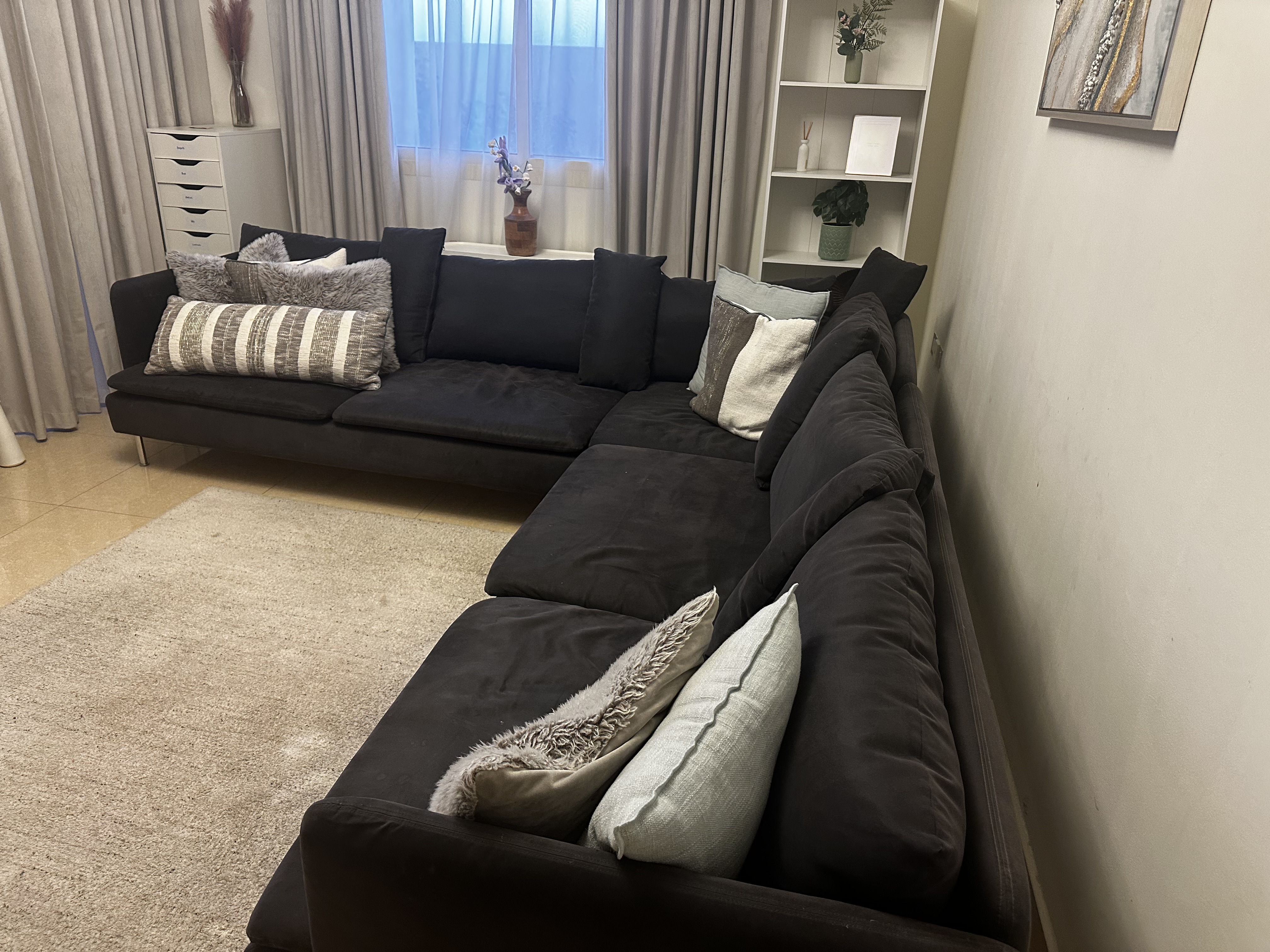 Large 5 Seater L Shape Sofa, Fabric  - Image 3