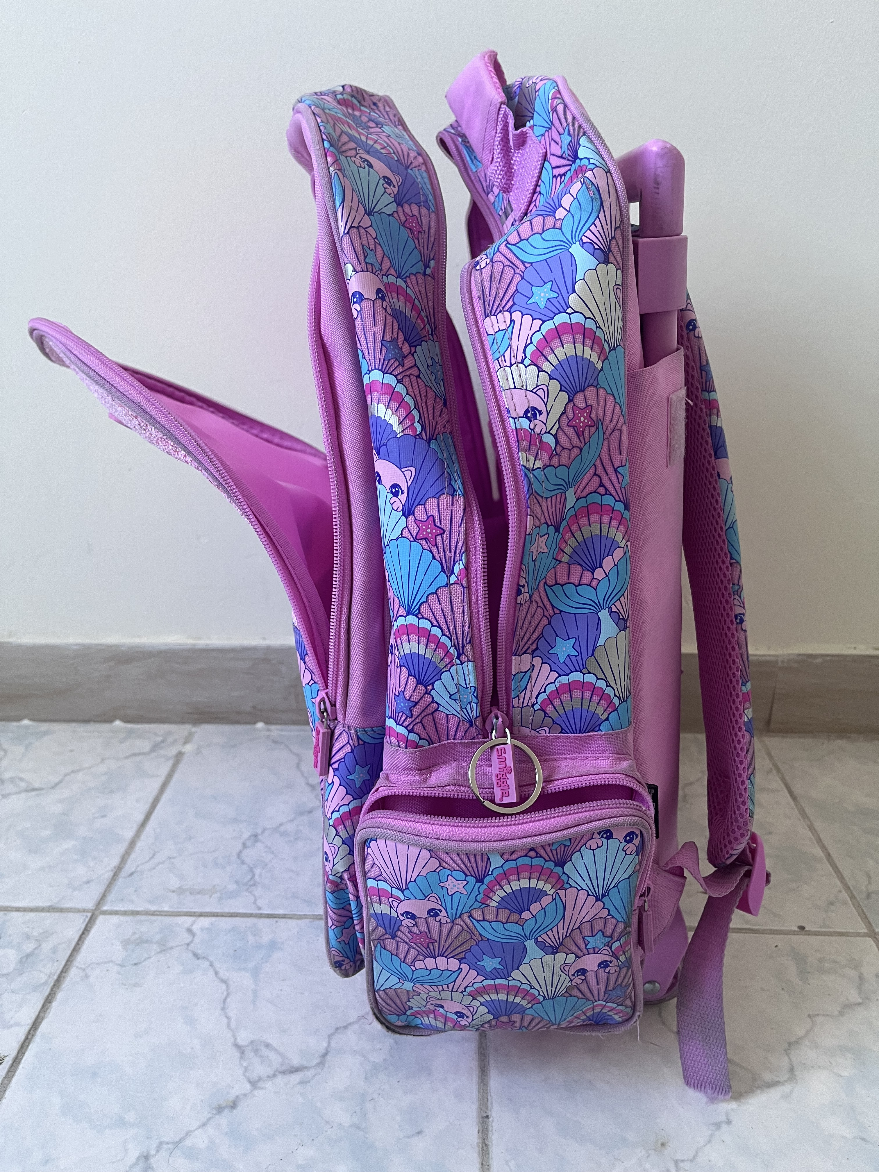 Used smiggle pink cat mermaid backpack trolleybag - Image 5