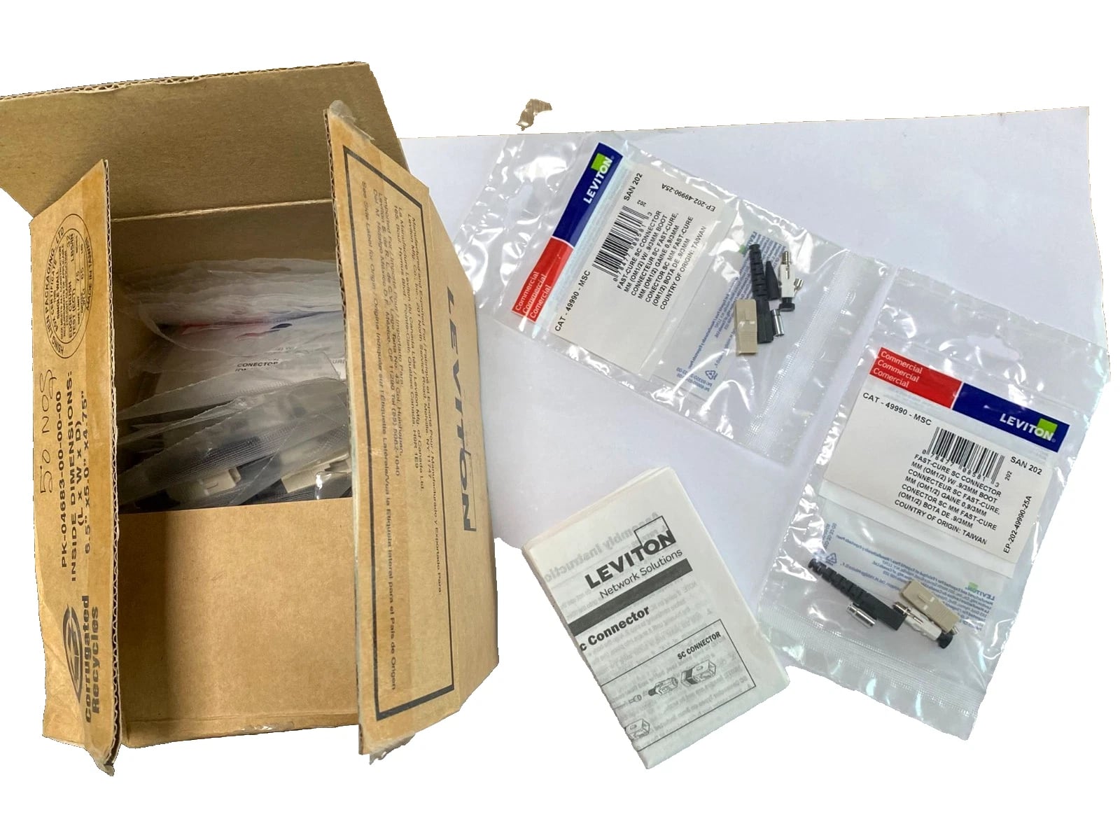 LEVITON 49990-MSC FastCure SC Fiber Optic Connector OM1/OM2 Multimode NEW QTY 50 - Image 3