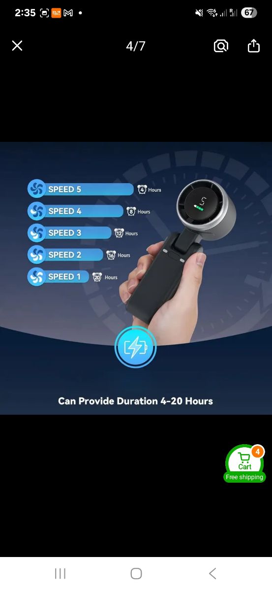 Portable foldable cooling fan (10hrs runtime) - Image 6