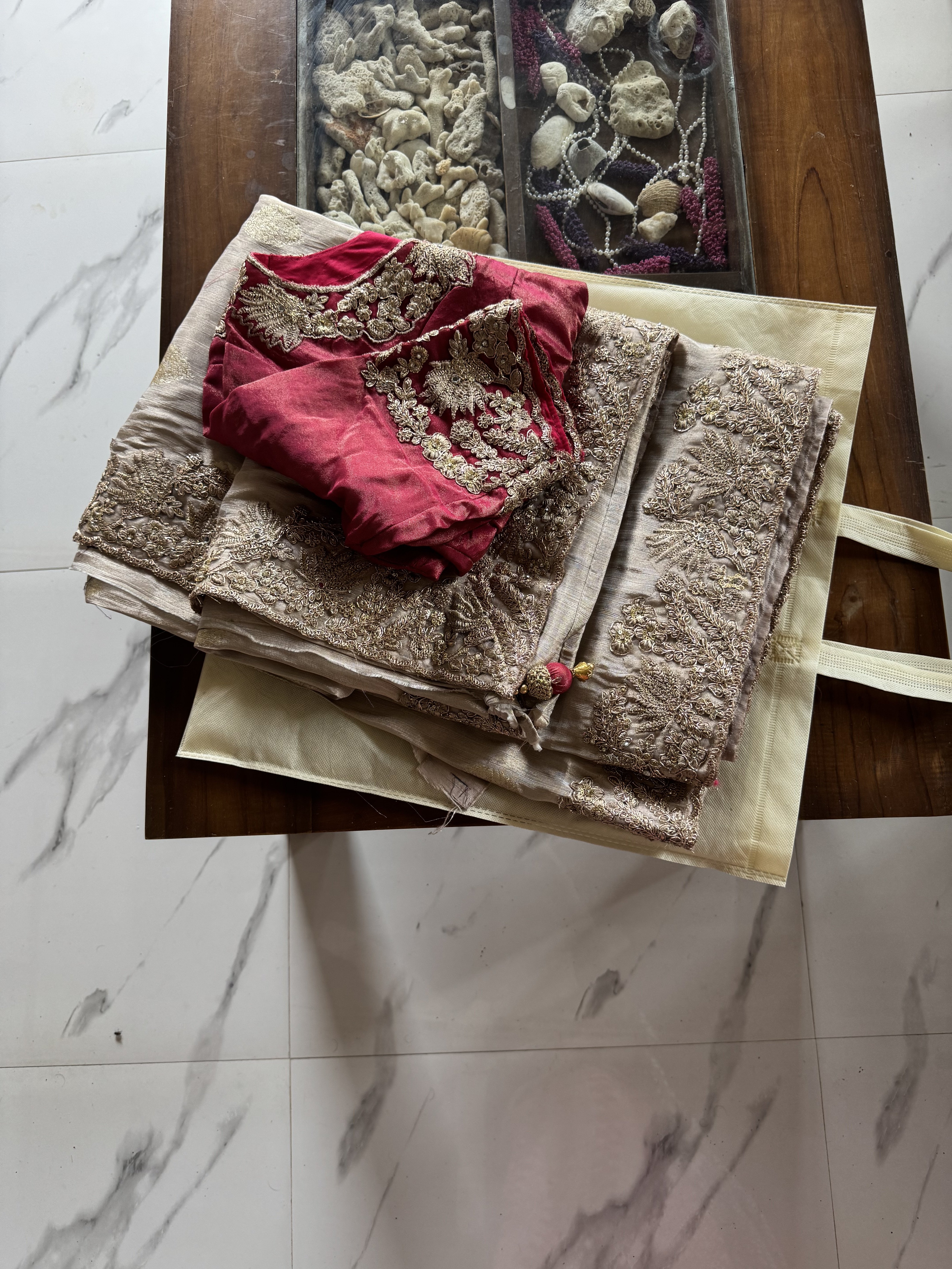  Designer wear Saree with blouse  - Image 3