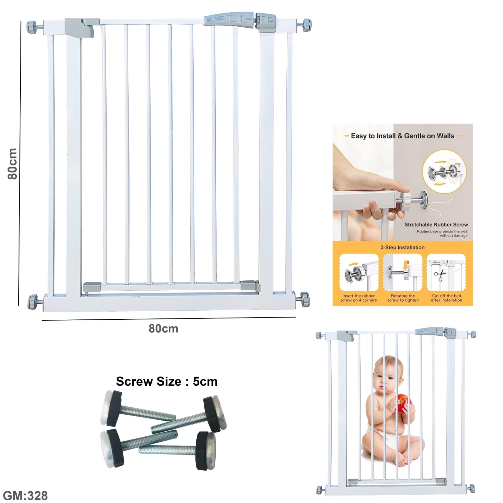 Safety Gates Walk Thru Metal Gate Expandable Gate for Staircase, - Image 1