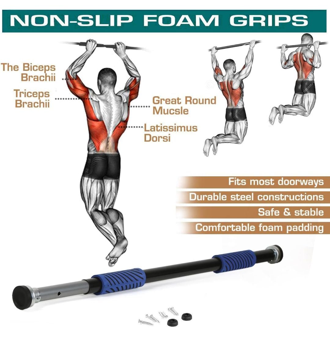 SHAPEWELL Door Chin Up Pull Up Bar - Image 3