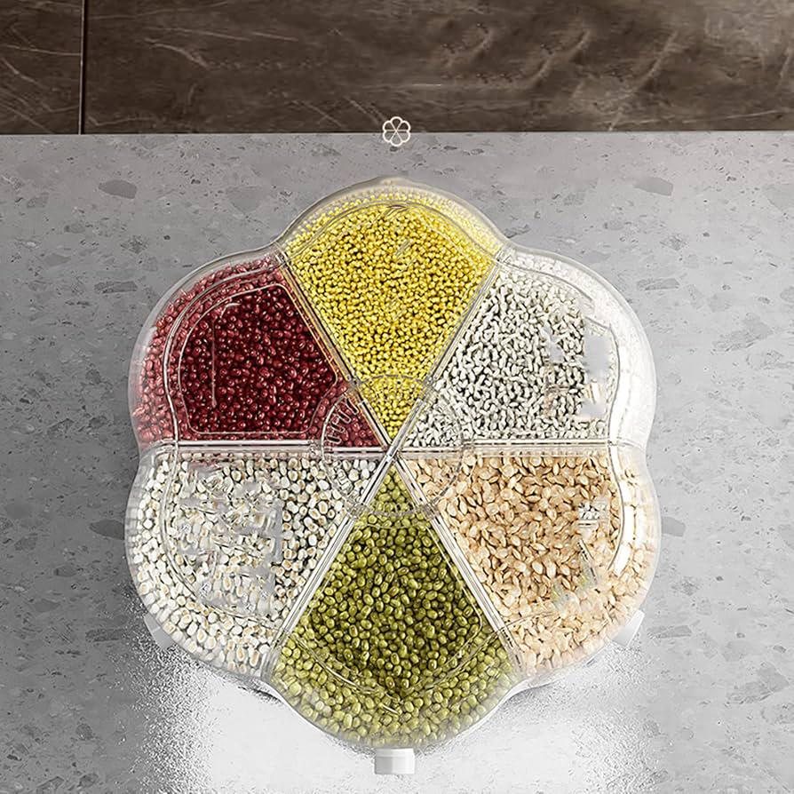 360° Rotating Rice Dispenser Qatar | 6 Compartments | One-Button Press - Image 4