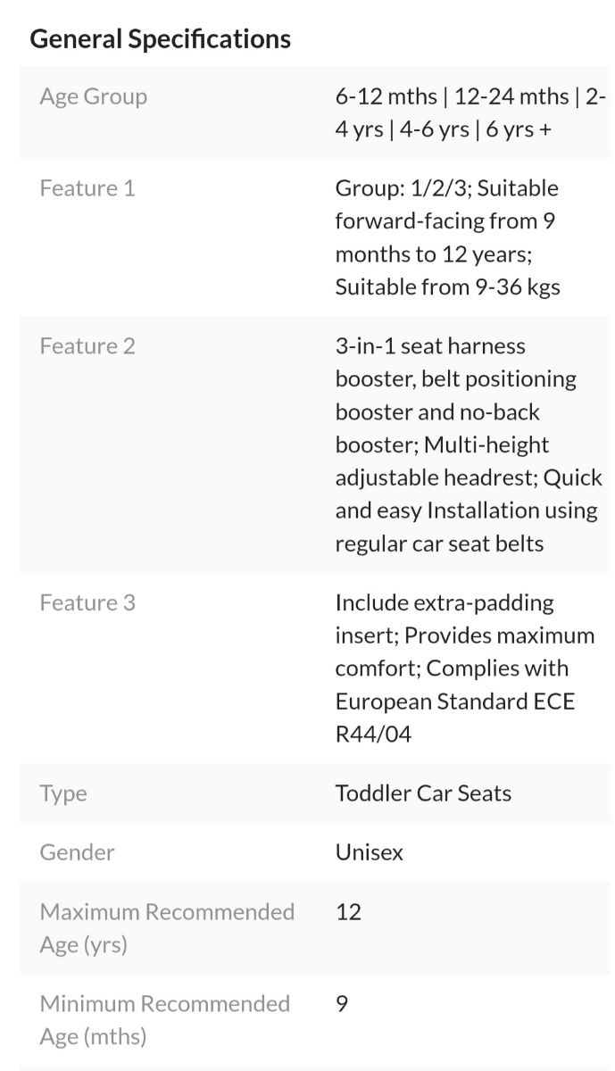 JUNIOR 3-in-1 Toddler Carseat - Red (Ages 1 to 12 years) - Image 9