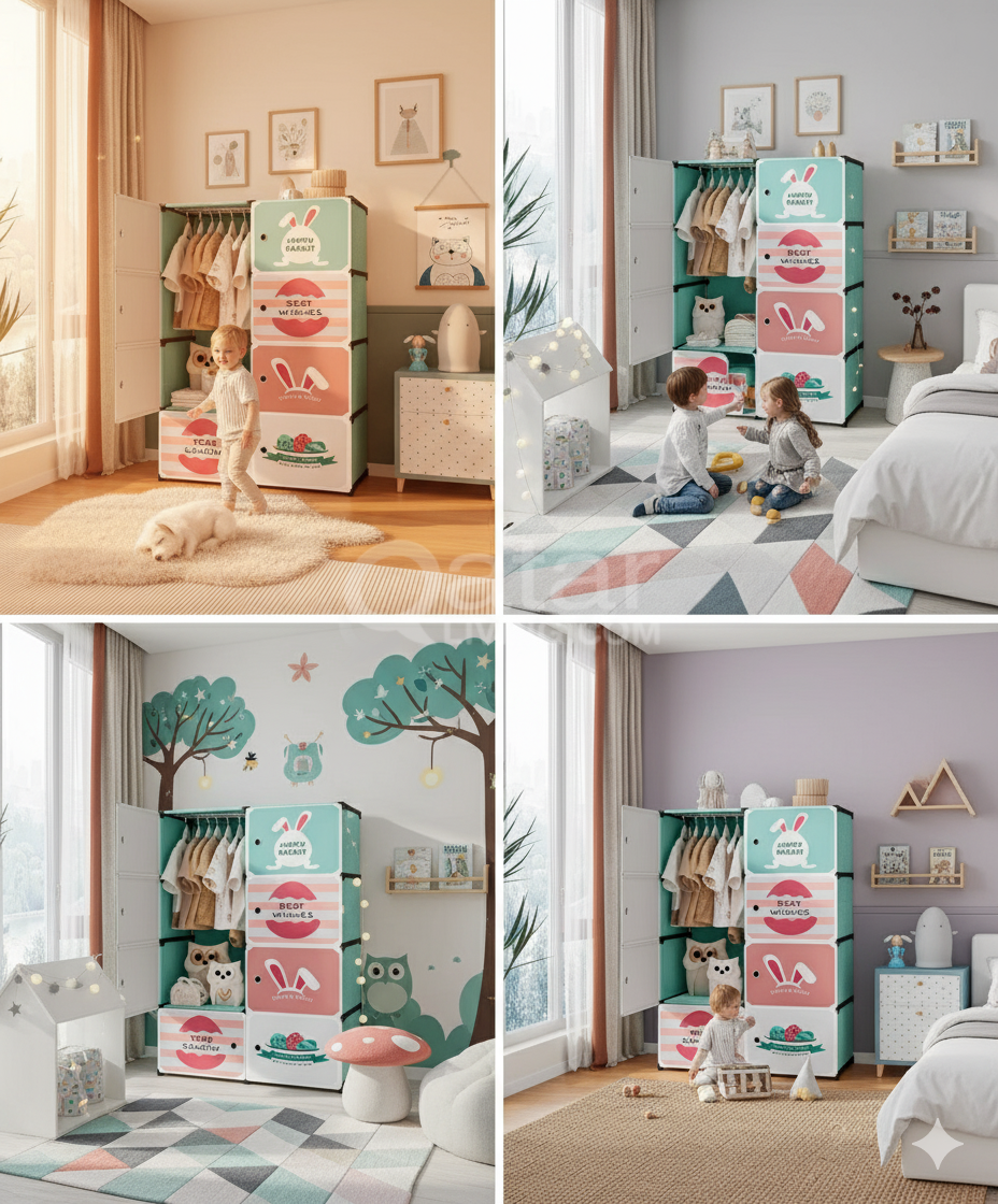 ? New Cute Cartoon Children's Wardrobe | Foldable Baby Cabinet Storage - Image 2