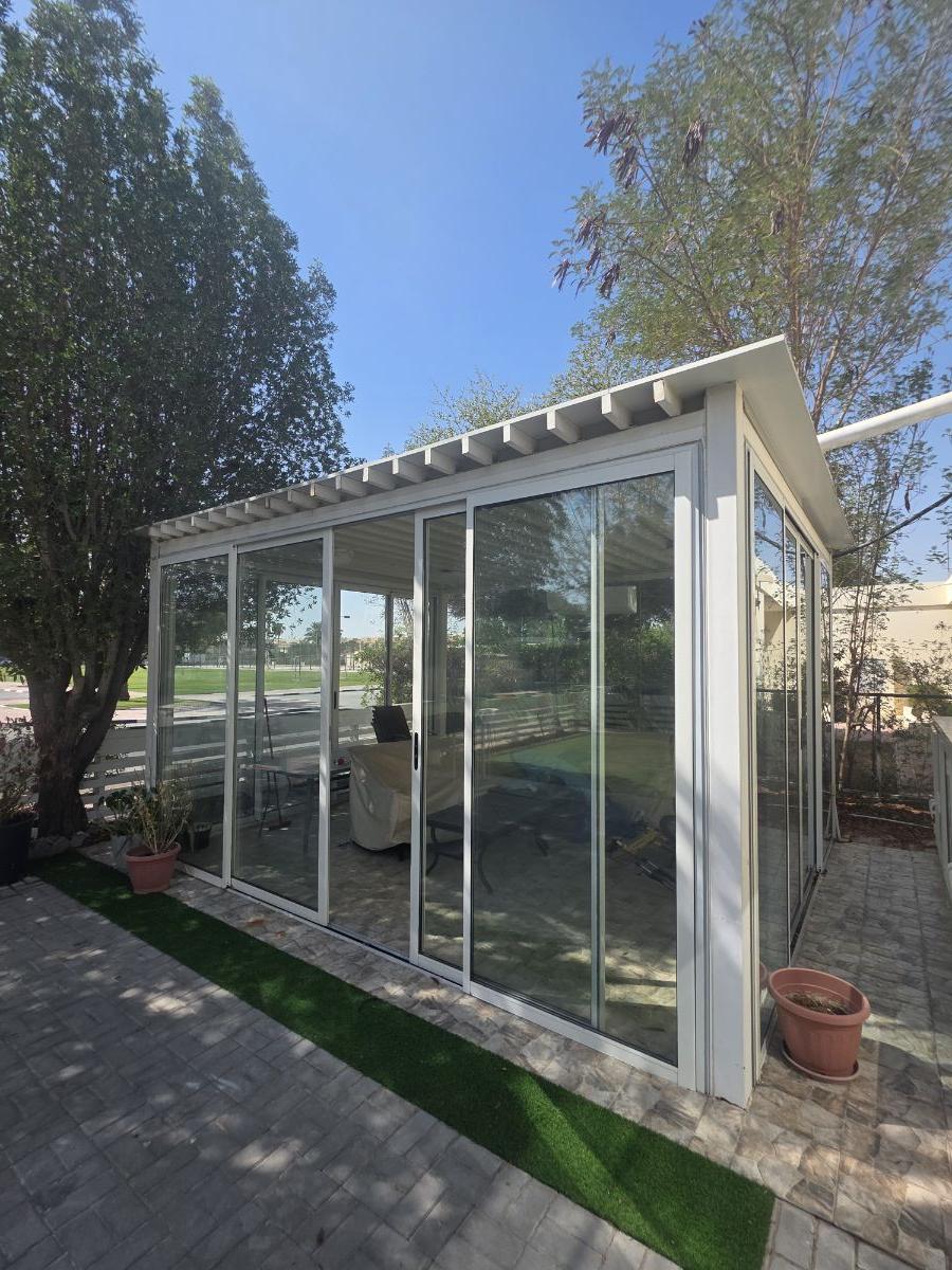 Aluminium double glass Pergula, & double layered Aluminium Fence - Image 3