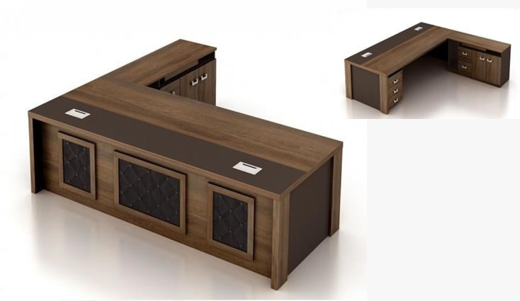 Model:- T-01 Manager office desk , size: 180x90x75 cm.with side desk size 80x40x75cm - Image 1