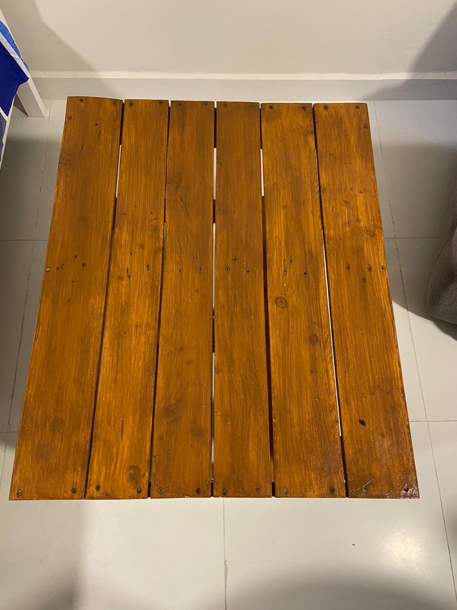 wooden table with wheels - Image 2