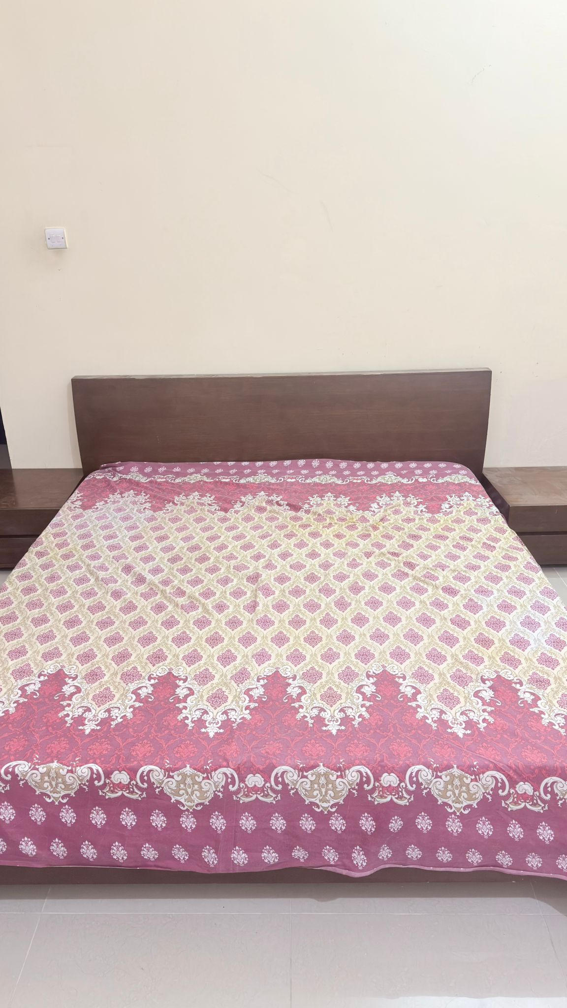 Full Size Wooden Bed with Mattress and Side Table - Image 2