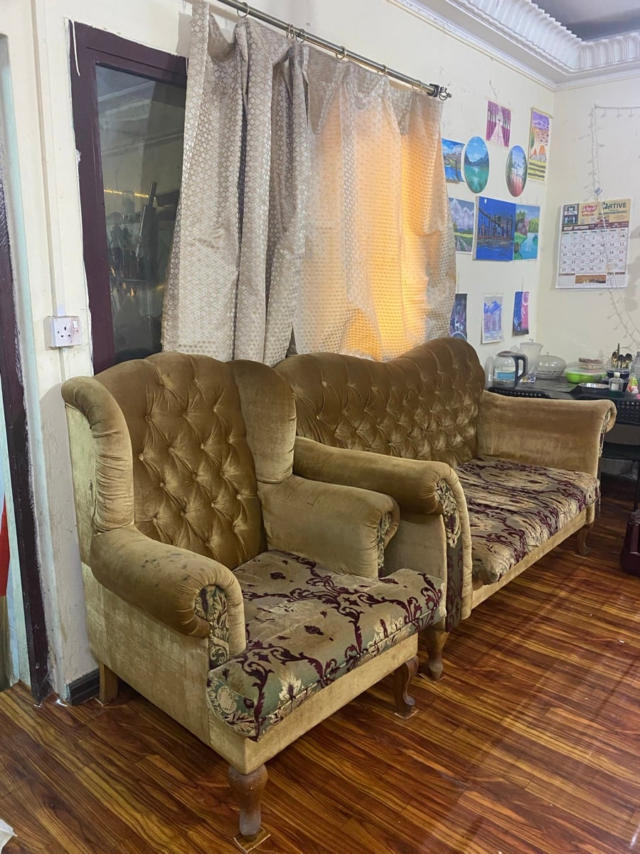 3+1+1 seater velvet golden sofa - Image 2