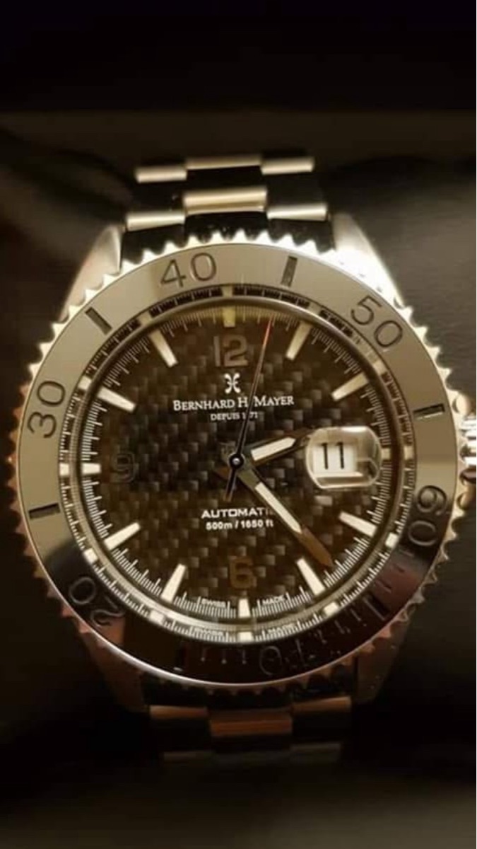 Bernard h Mayer nauticus austro 45mm automatic,diver 500m,rotatable ceramic bezel,open case back ,mint condition full set - Image 2