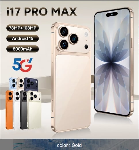 Latest I17Pro Max Smartphone 7.3 Inch HD Display Android French Dual Card 108MP 16GB 1TB Storage Battery - Image 3