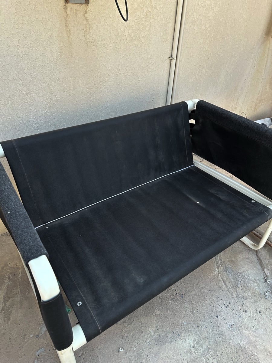 Ikea Sofa, Plastic Chairs and Table - Image 2