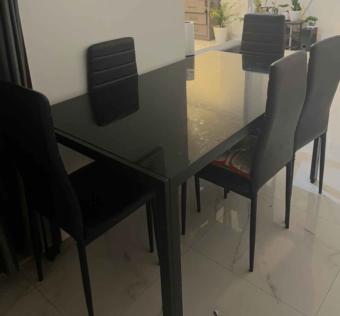 6 seater Glass top Dining table for sale - Image 2