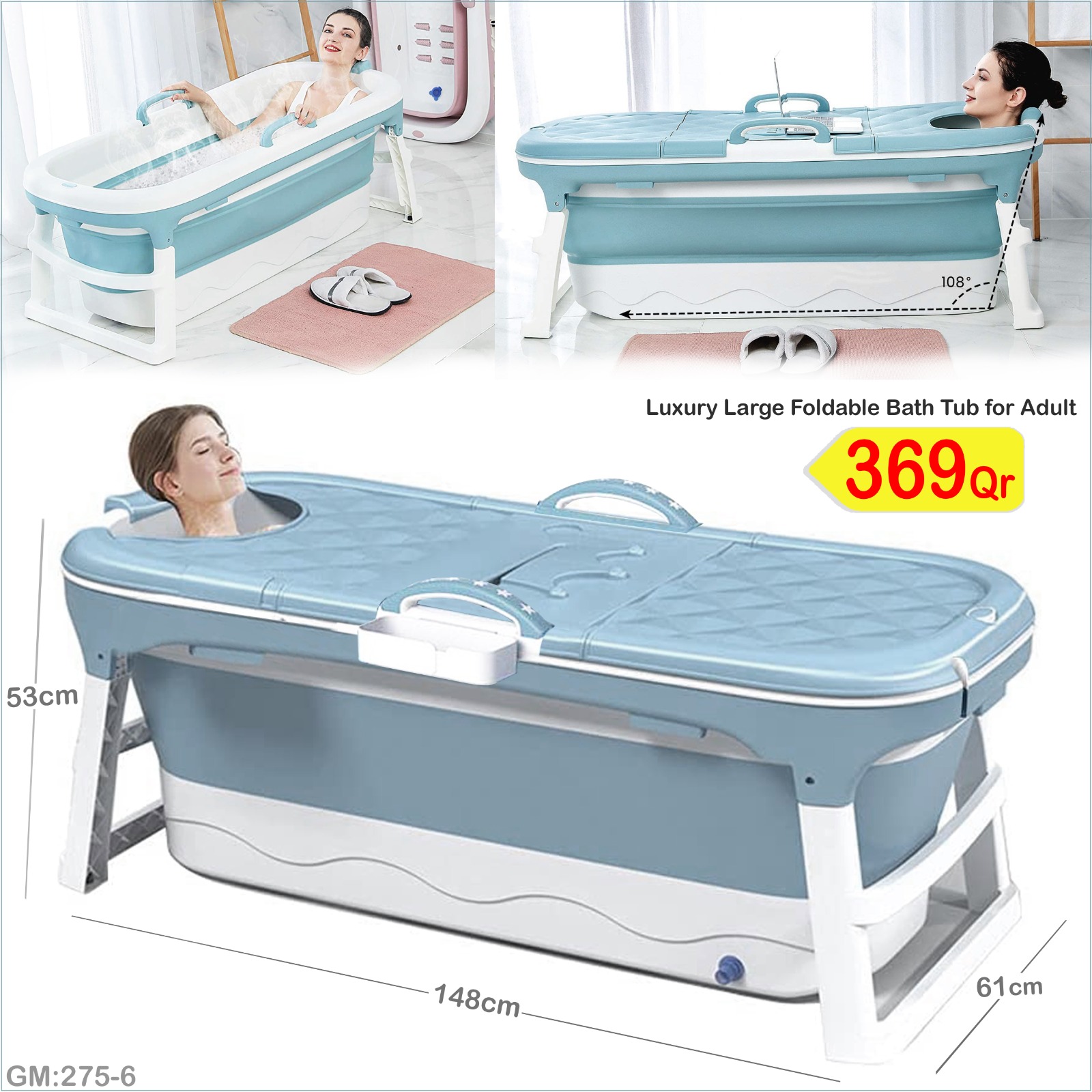 Premium Built  Bathtub Portable Folding Extra Large Size - Image 2