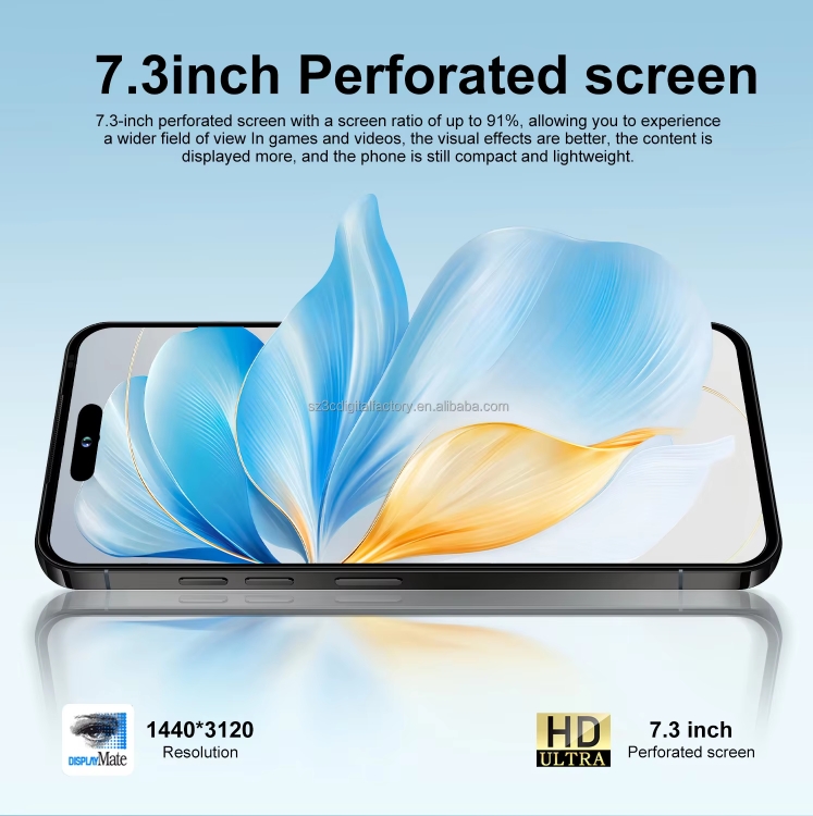 Latest I17Pro Max Smartphone 7.3 Inch HD Display Android French Dual Card 108MP 16GB 1TB Storage Battery - Image 9
