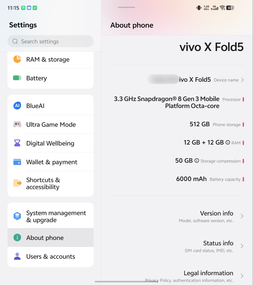 Like-New Vivo X Fold5 12GB+512GB | Activated Aug 2025 - Image 2