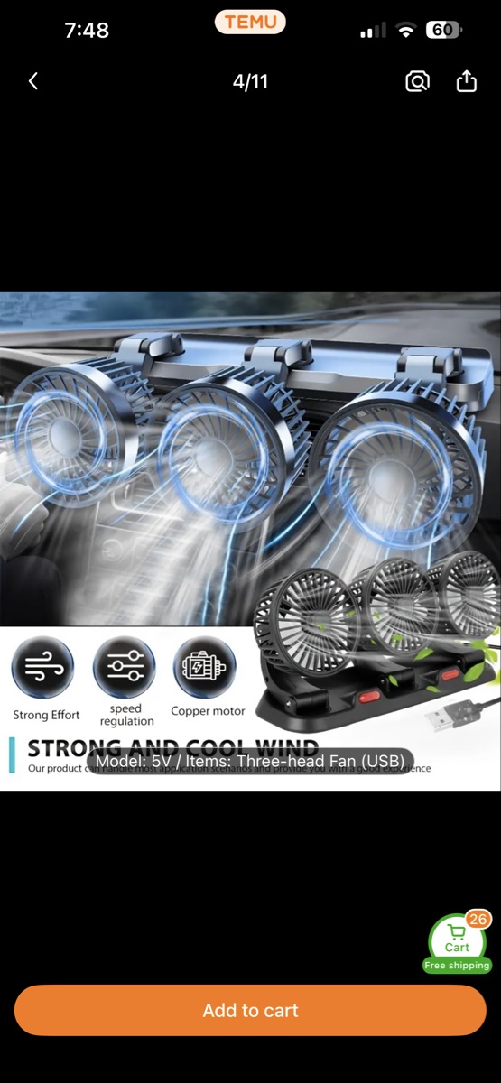 Brand new Electronic Car Fan 2 speed adjustable - Image 2