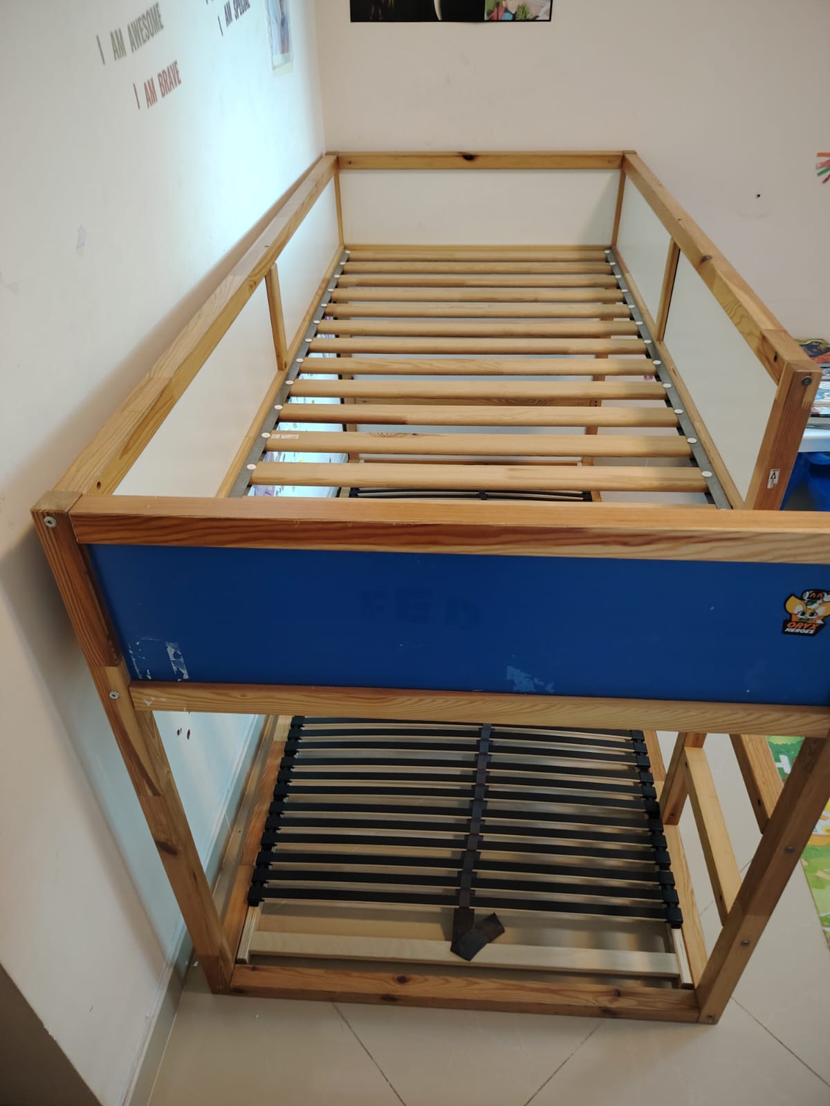 Kura reversible bunk bed, with one mattress and extra slatted bed base 90x200cm - Image 2