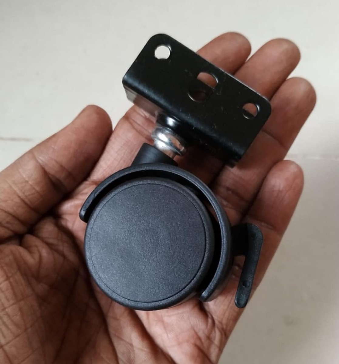 Caster Wheel Small for Furniture 35mm diameter Black Twin heel Plywood Castor Plate with Lock/Stopper/Break - Image 4