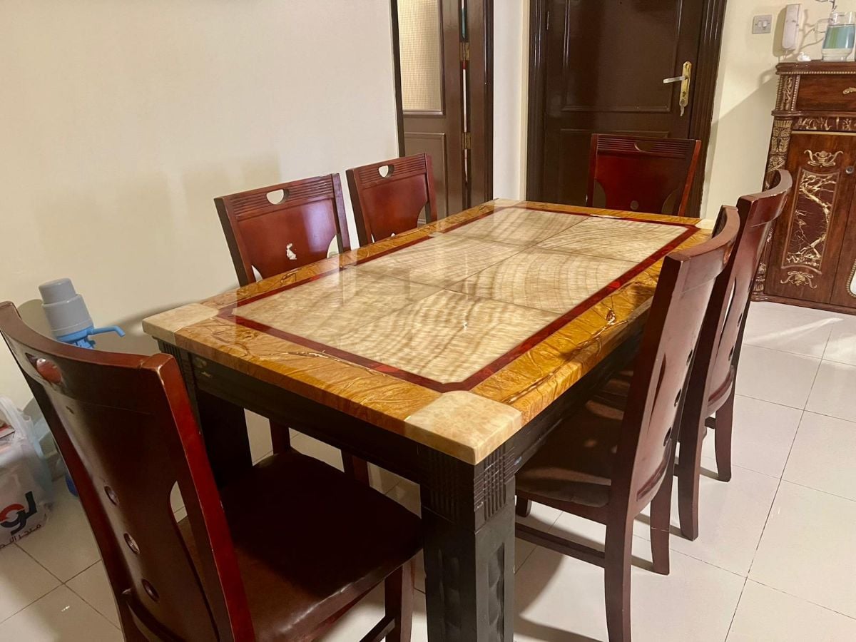 Dressing Table Marble Top with 6 chairs - Image 1