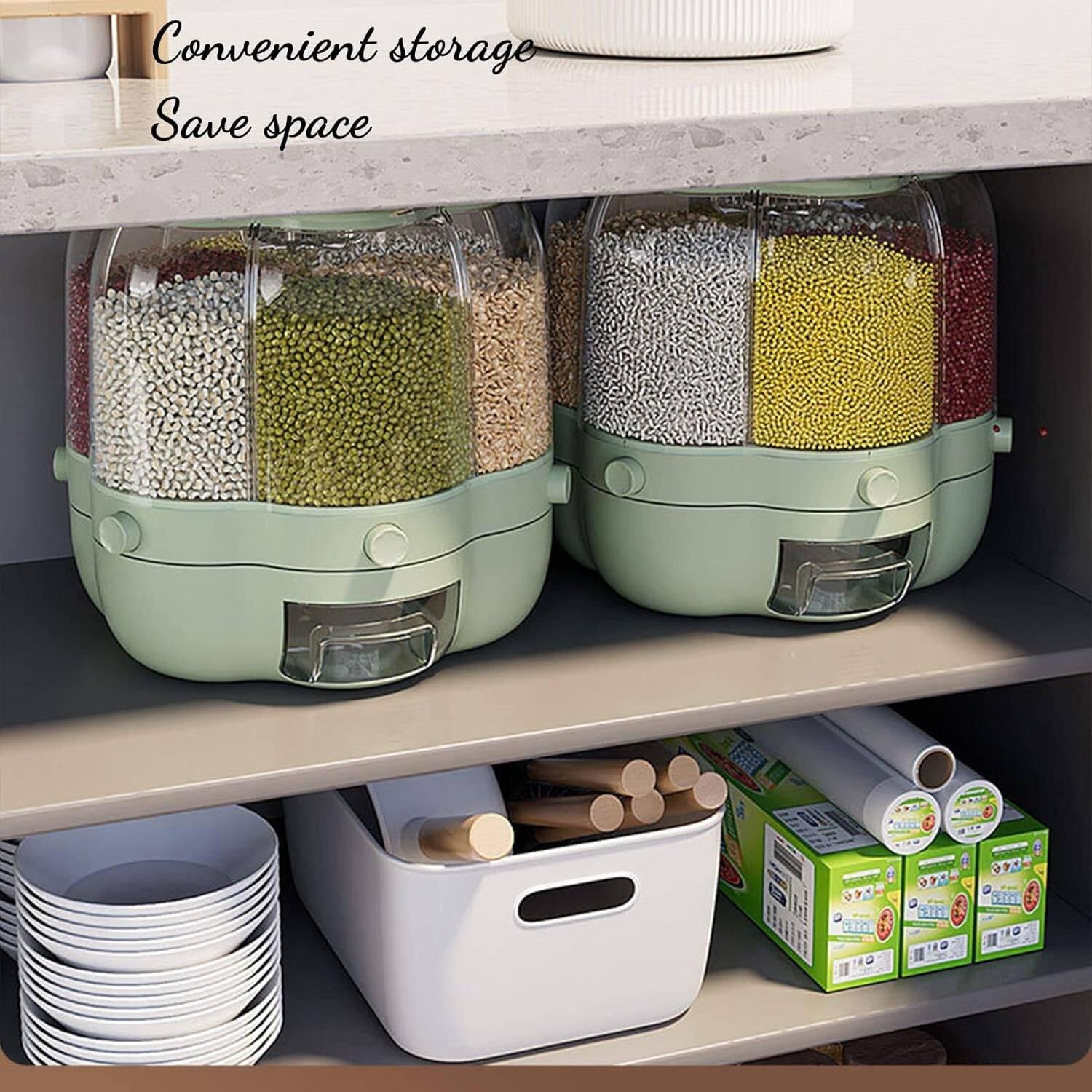 360° Rotating Rice Dispenser Qatar | 6 Compartments | One-Button Press - Image 2