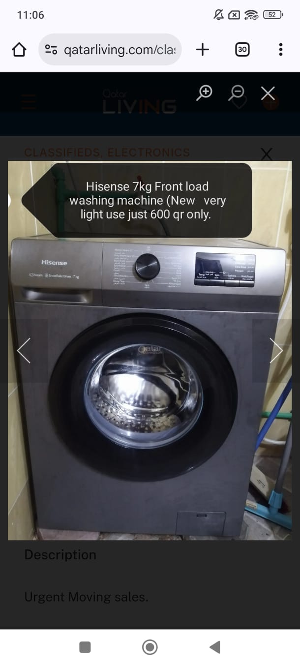 Hisense 7kg front load washing machine(New Less use only) ) - Image 1