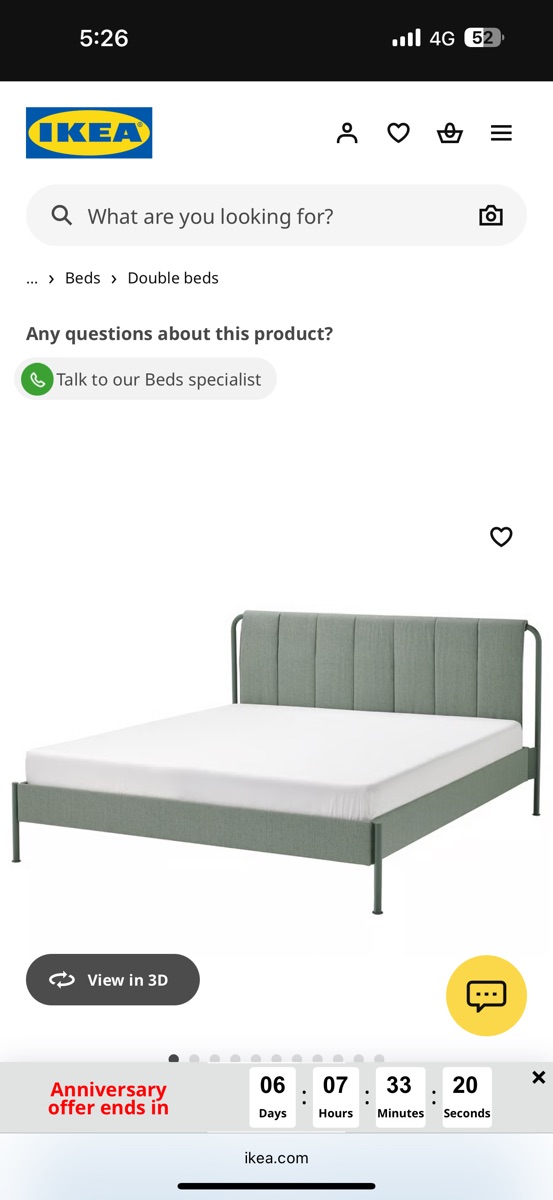 Bed and mattress 180X200 from ikea. Used for 2 months - Image 1